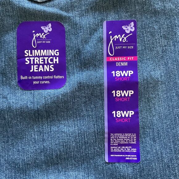 Just My Size Jeans Sz 18WP Short Blue Classic Fit Stretch Denim Slimming Preppy - Picture 4 of 6